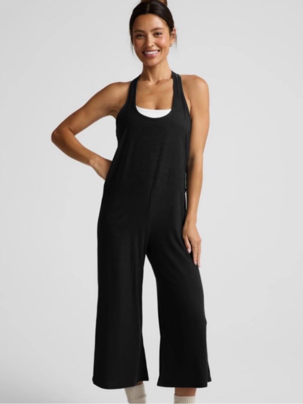 Beyond Yoga Black Featherweight Hang Loose Jumpsuit: Large